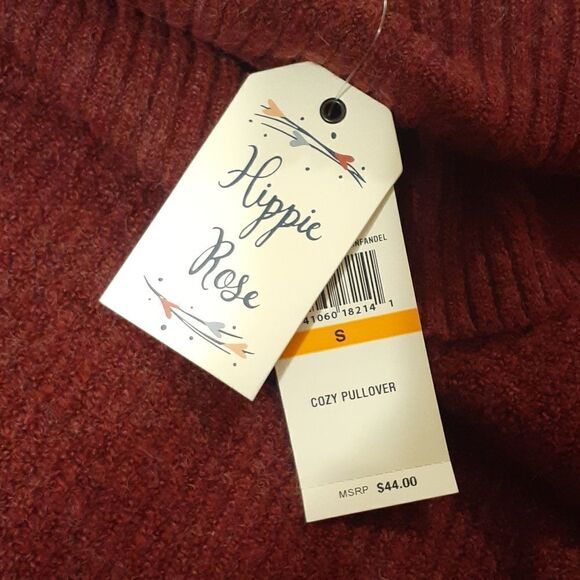 Hippie Rose Womens Burgundy Long Sleeve Cowl Neck Sweater Size Small New - Picture 2 of 2